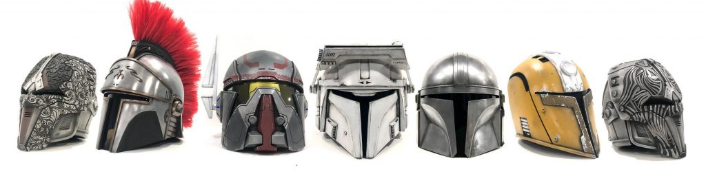 Mandalorian helmets by Mynock's Den