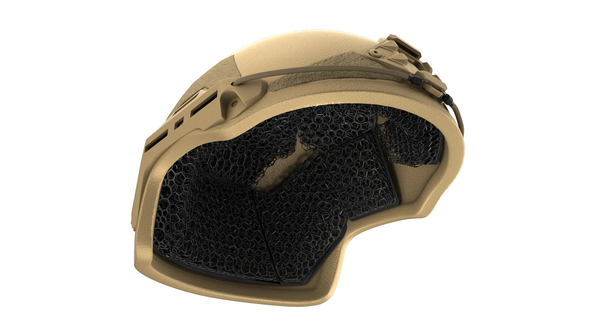 Micro lattice helmet Pad System on a helmet